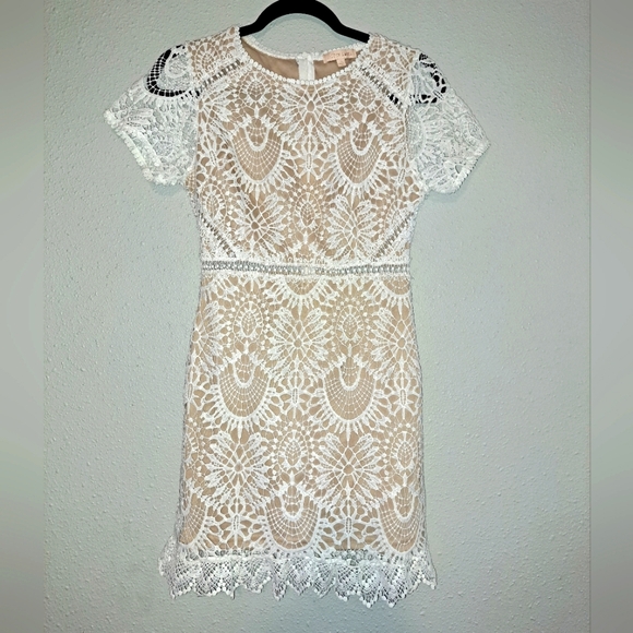 Hidden Label Luna Lace Dress-White/Nude - Picture 5 of 10